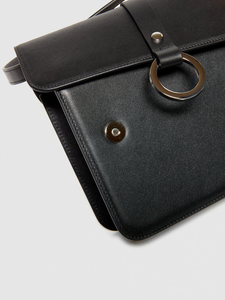 Medium leather crossbody bag - null - Black | Sisley image number 3
